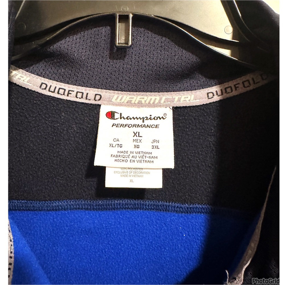 Champion Tech Fleece 1/4 Zip Blue Pullover Athleisure Activewear Performance - Picture 3 of 5